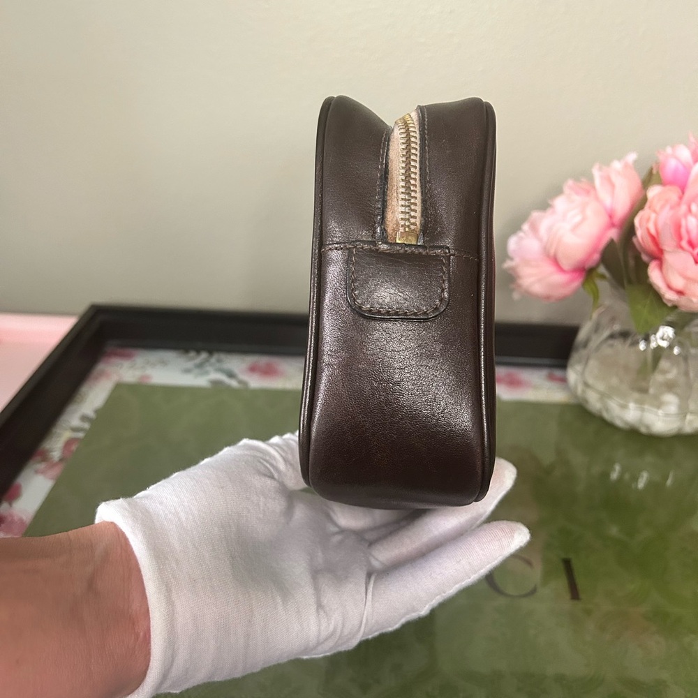 Gucci Vintage Sherry Line Dopp Kit Toiletry Rich Chocolate - Picture 6 of 11